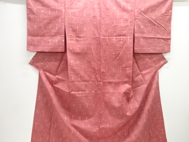 JAPANESE KIMONO / ANTIQUE HITOE KIMONO / SILK / TSUMUGI / WOVEN KASURI PATTERN